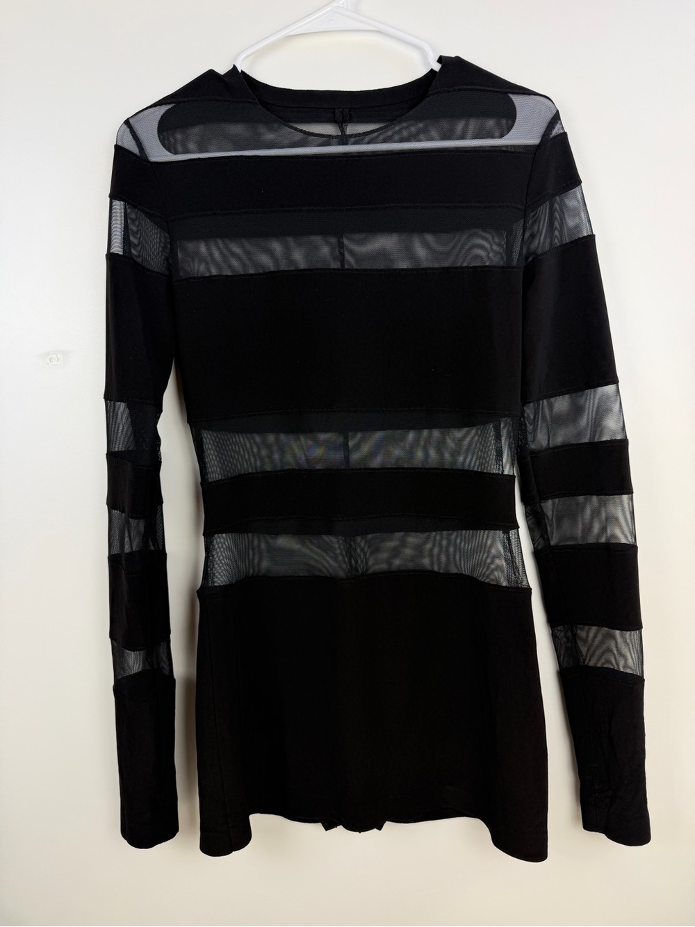 Norma Kamali Spliced Long Sleeve Pickleball Dress Black Mesh Size Medium - Picture 4 of 8